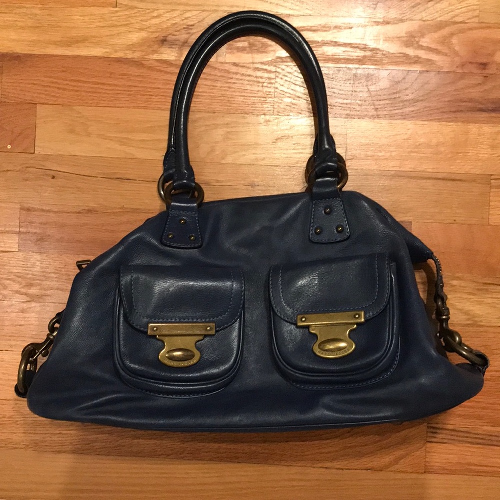 MARC JACOBS genuine leather blue handbag